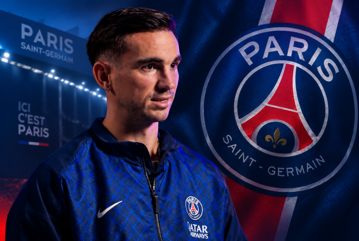 Fabian Ruiz merayakan gol bersama rekan setim PSG di Parc des Princes
