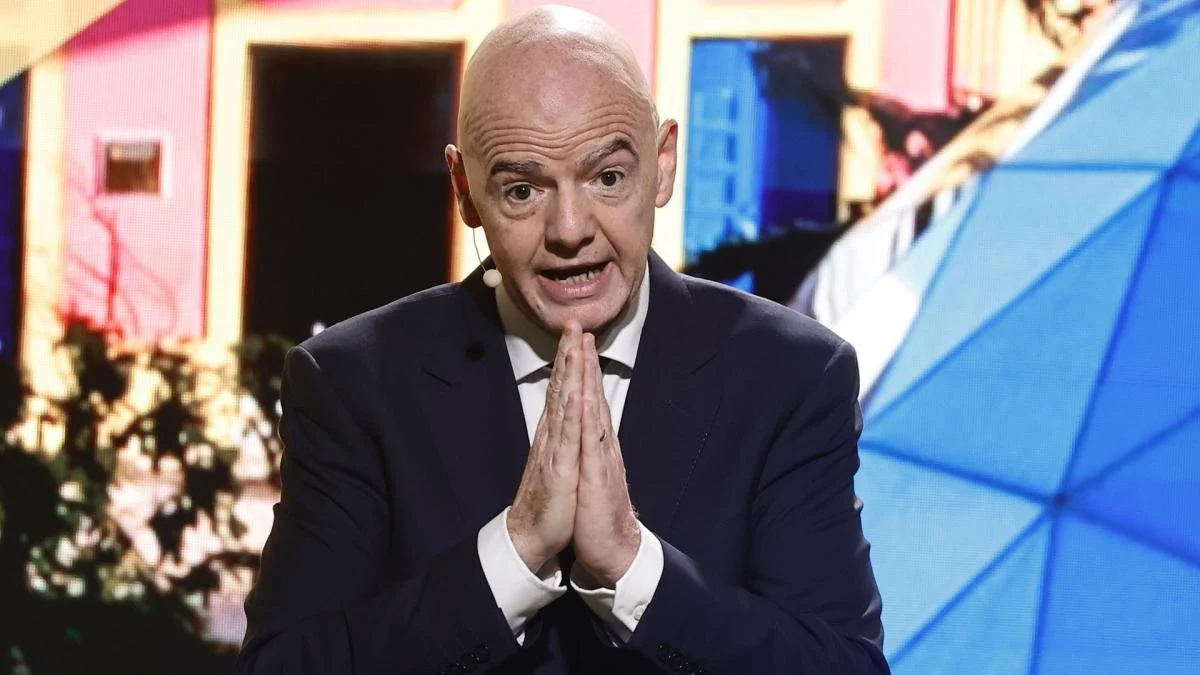 Presiden FIFA Gianni Infantino menghadiri konferensi pers di markas FIFA Zurich Swiss
