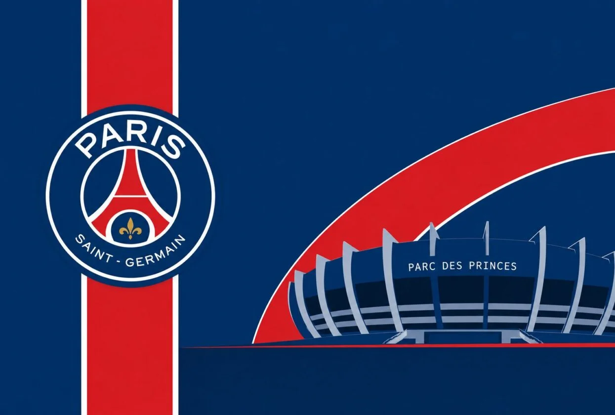 Konsep jersey PSG 2027/2028 didominasi warna biru terang tanpa garis merah