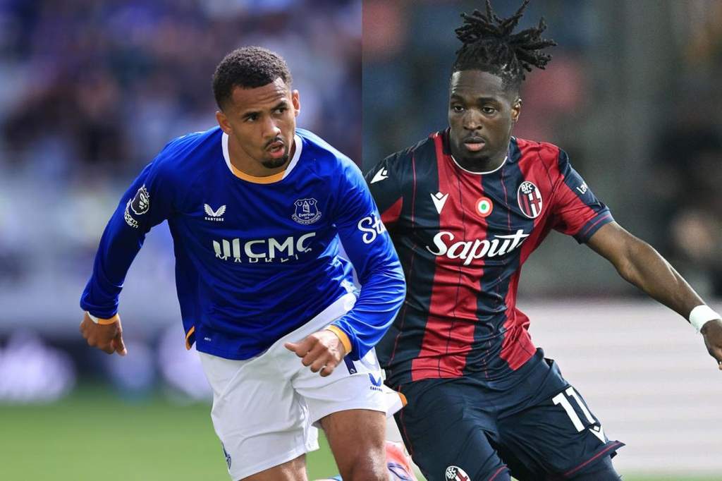 Iliman Ndiaye dan Jonathan Rowe dalam balutan jersey klub masing-masing.