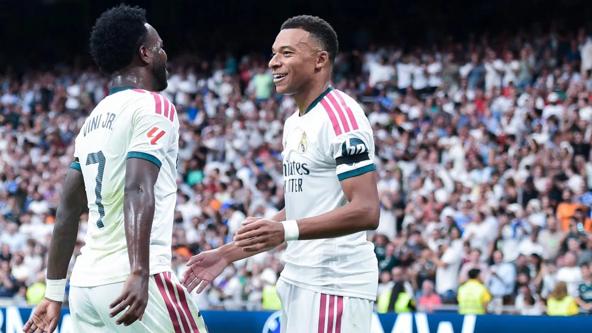 Kylian Mbappe saat membela Real Madrid dalam pertandingan La Liga melawan Villarreal di Santiago Bernabeu