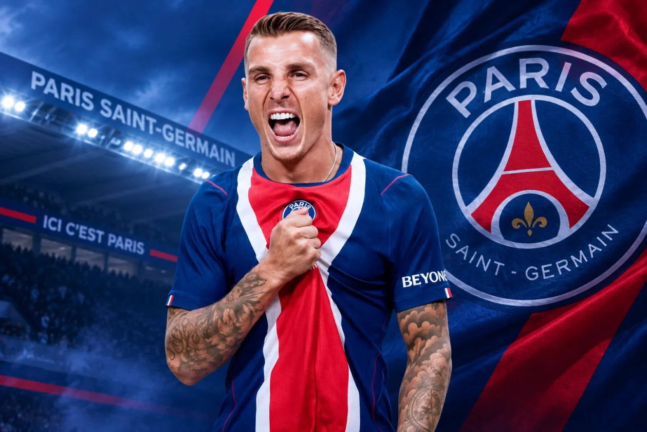 Lucas Digne berlatih dengan skuad PSG di Parc des Princes
