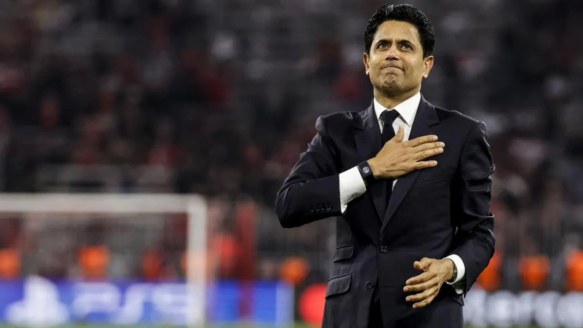 Presiden PSG Nasser Al-Khelaifi menghadiri pertemuan Liga Prancis