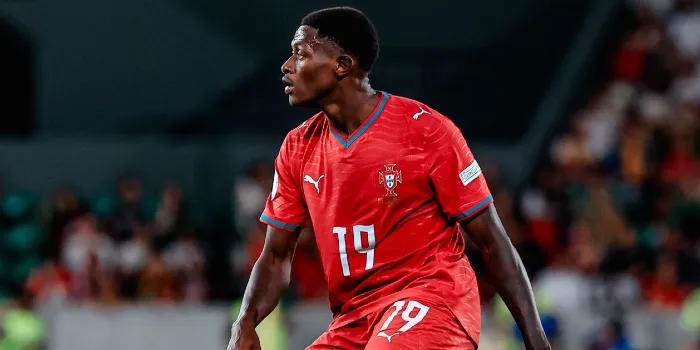 Nuno Mendes in action for Portugal against Wales in the Nations League at Estadio Alvalade