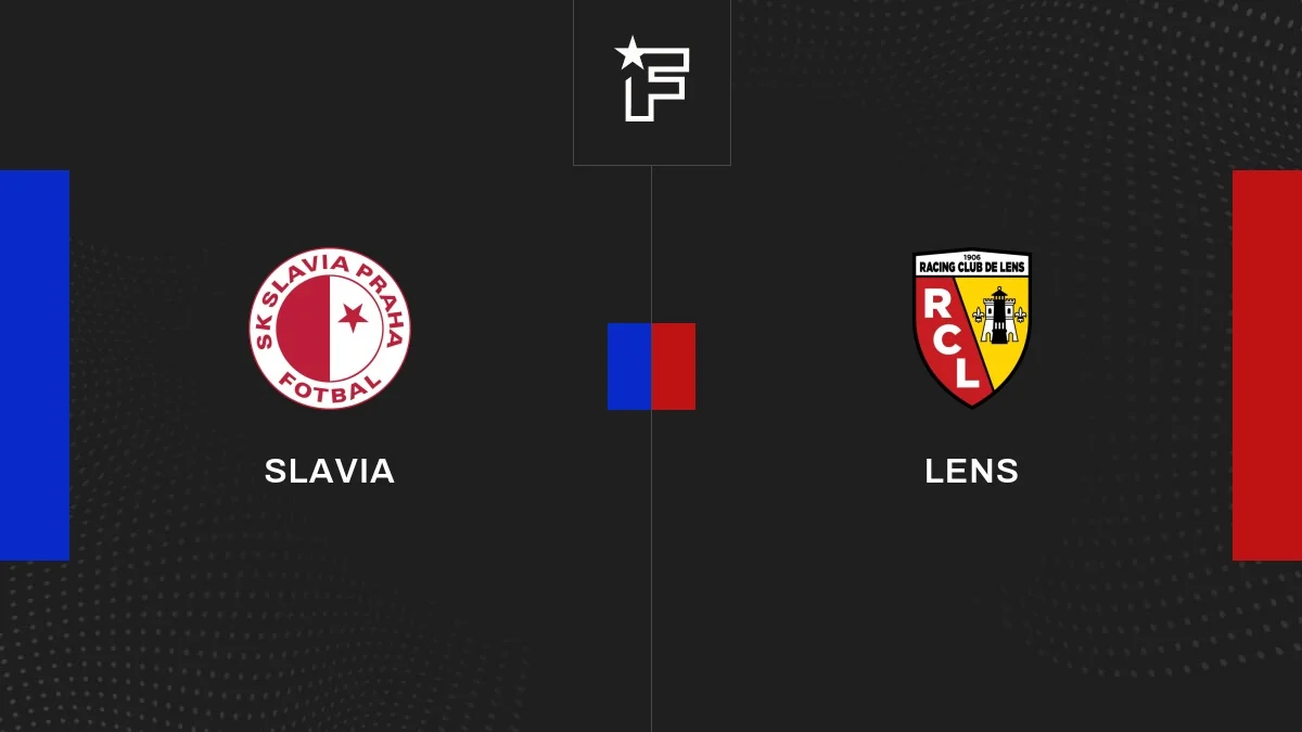 Pemain Lens merayakan gol kemenangan ke gawang Slavia Prague di Fortuna Arena pada Liga Champions