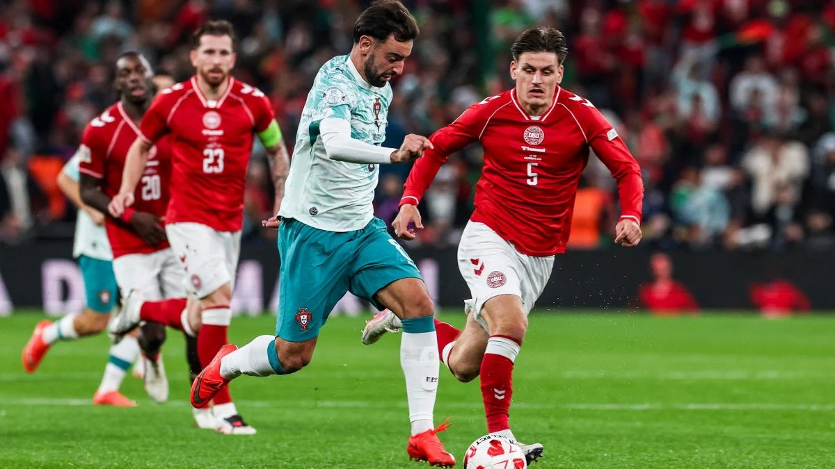 Pemain Portugal rayakan kemenangan 4-2 atas Denmark di Ligue des Nations tanpa Cristiano Ronaldo