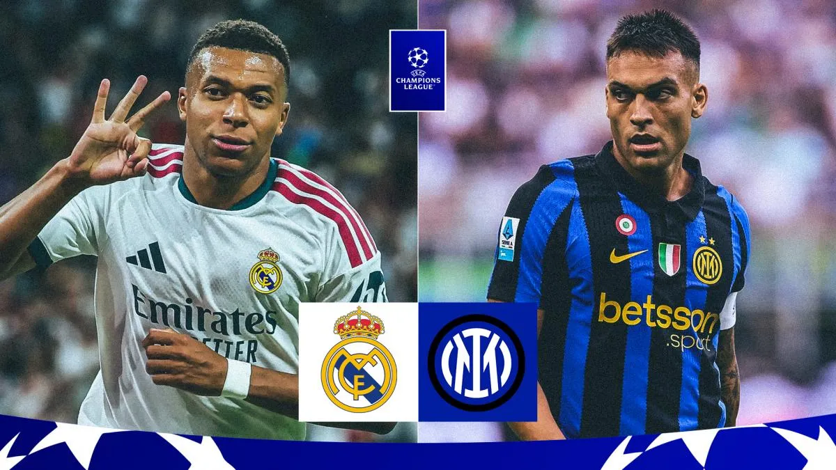 Pemain Real Madrid dan Inter Milan bersiap di lapangan Bernabeu