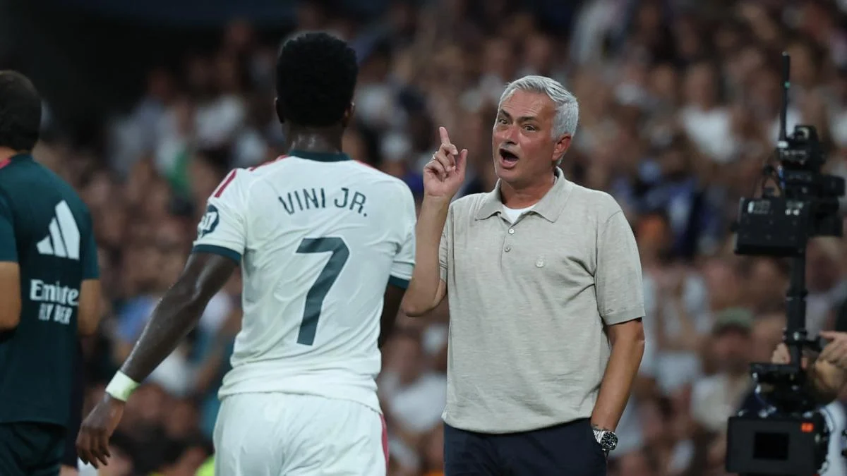 Vinicius Junior saat membela Real Madrid di laga La Liga melawan Atletico Madrid