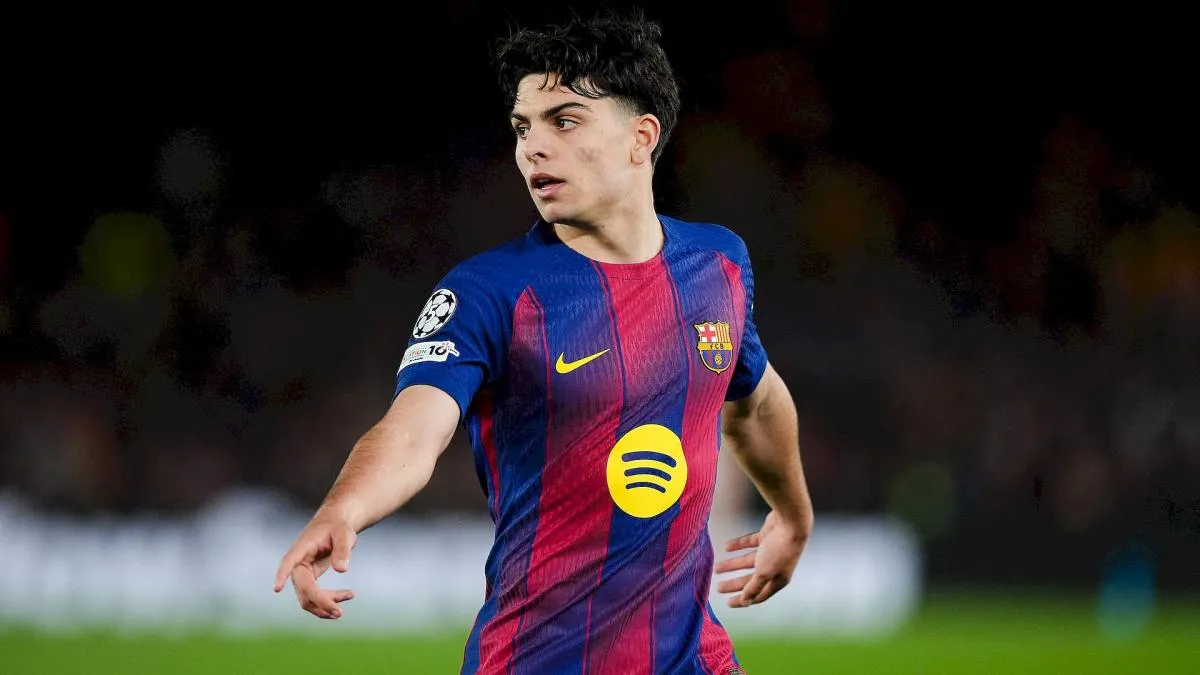Xavi Espart pemain muda Barcelona sedang beraksi dalam pertandingan Liga Spanyol